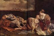 Orazio Gentileschi Le Repos de la Sainte Famille pendant la fuite en Egypte oil painting on canvas